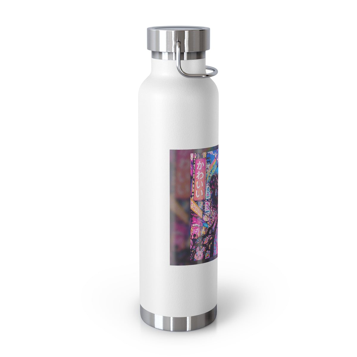 Harajuku Style 1 Neon City Anime Girl Water Bottle — 22oz Copper Vacuum Insulated