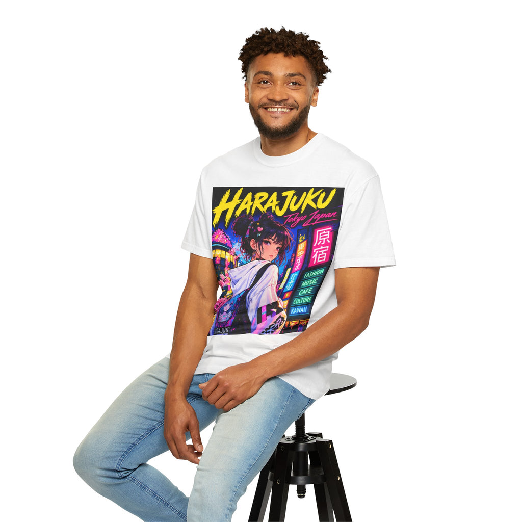 Harajuku Style 3 Neon City Anime Girl T-Shirt – Tokyo Streetwear Graphic Tee