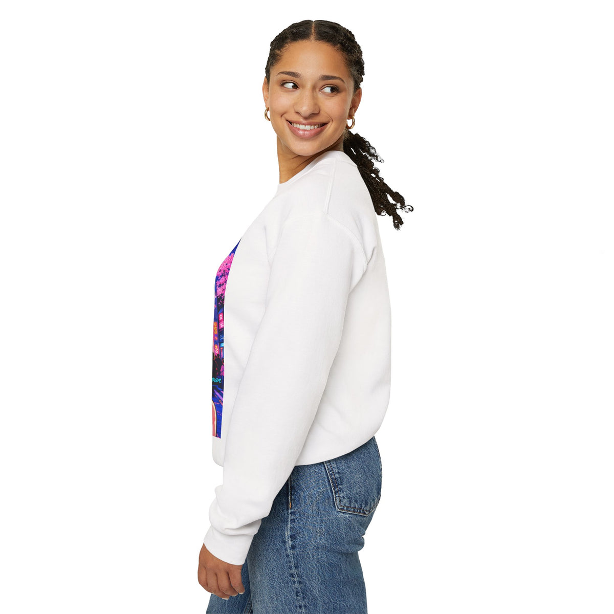 Harajuku Style 5 Neon City Anime Girl Crewneck Sweatshirt — Tokyo Street Anime Graphic