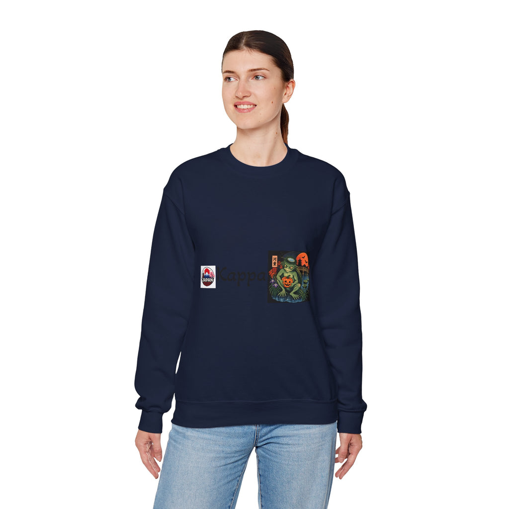 Kappa Logo Pumpkin Halloween Japanese Yokai Crewneck Sweatshirt | Retro Graphic