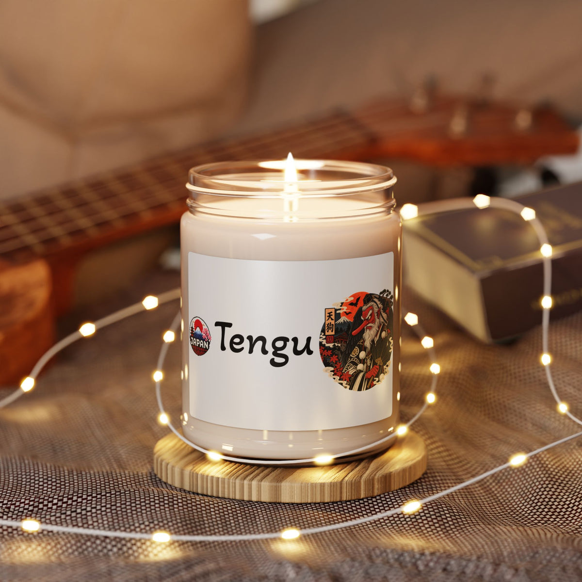 Tengu Japanese Halloween inspired Illustration Candle | 9oz Soy Jar | Japanese Folklore Halloween Art