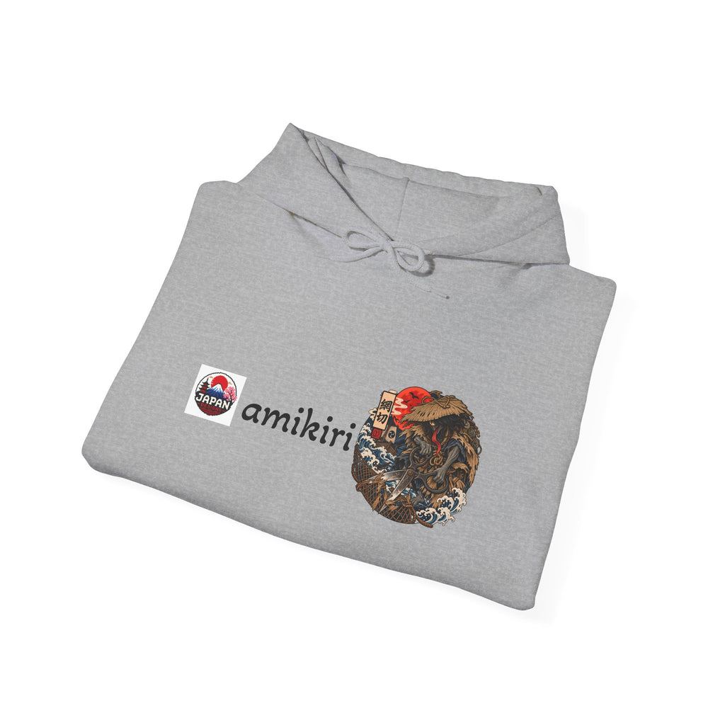 Amikiri Japanese Yokai Halloween Illustration Hoodie | Japanese Yokai monster Emblem