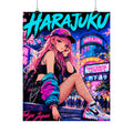 Harajuku Style 2 Neon City Anime Girl Satin Poster — Tokyo Japan Anime Wall Art