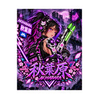Akihabara Cyberpunk Anime Poster — Neon Purple Matte Vertical Print