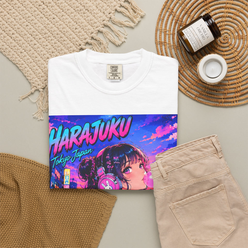 Harajuku Style 11 Neon City Anime Girl T-Shirt – Tokyo Streetwear Graphic Tee