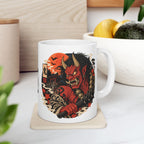 Oni Japanese Yokai Halloween Illustration Mug | Japanese Demon Ceramic Mug
