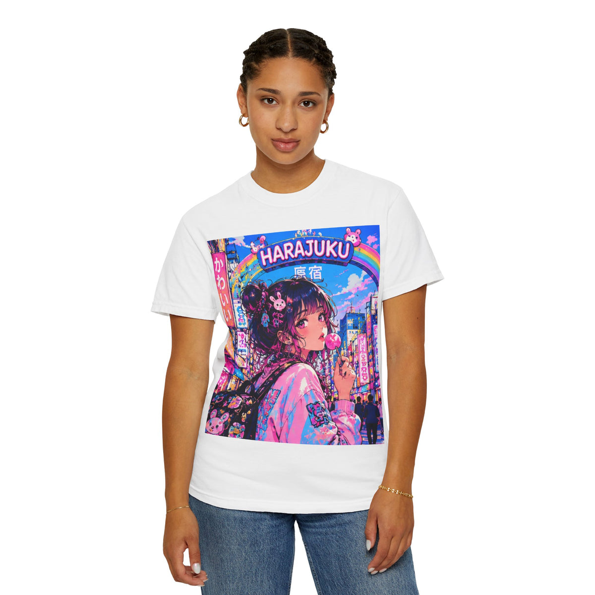 Harajuku Style 7 Neon City Anime Girl T-Shirt – Tokyo Streetwear Graphic Tee