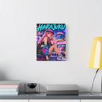 Harajuku Style 2 Neon City Tokyo Anime Girl Matte Canvas Wall Art