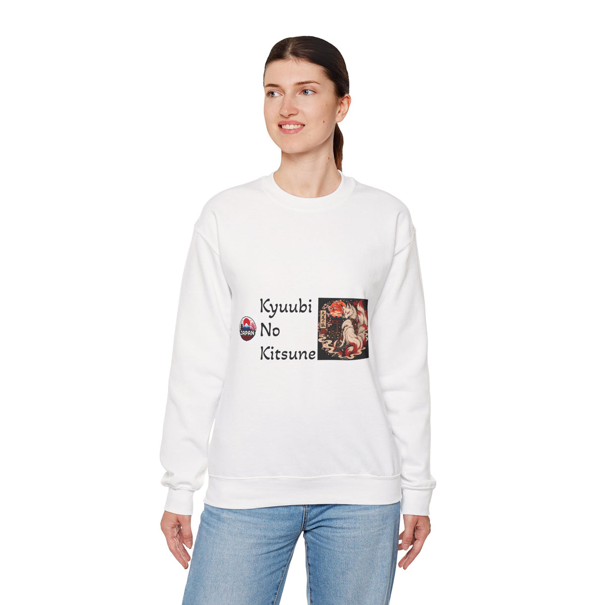 Kyuubi No Kitsune Yokai Halloween Crewneck Sweatshirt | Japanese Fox Spirit Graphic