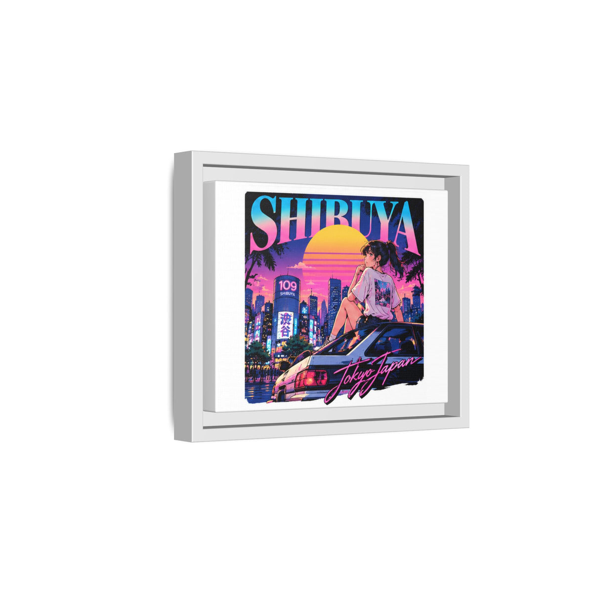 Shibuya Sky 6 City Pop Tokyo Anime Girl Matte Framed Canvas Print