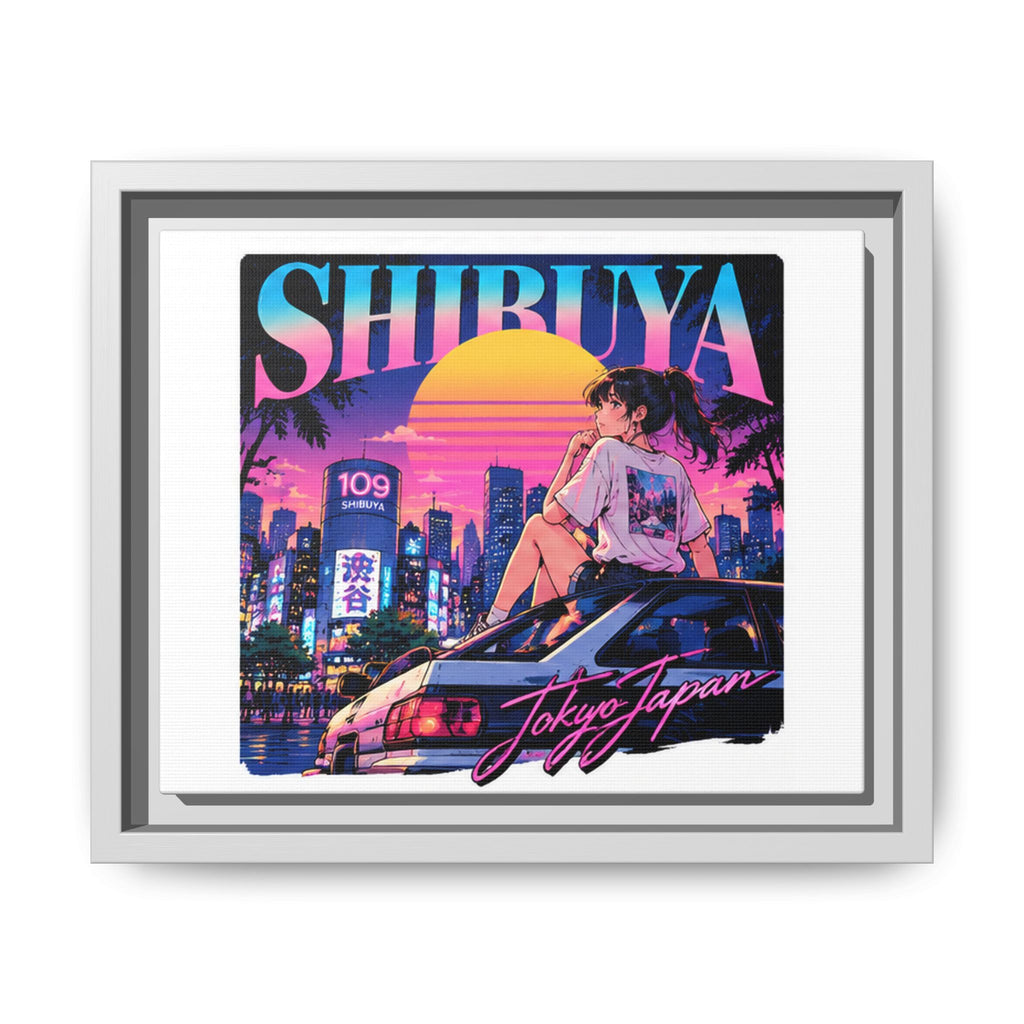 Shibuya Sky 6 City Pop Tokyo Anime Girl Matte Framed Canvas Print