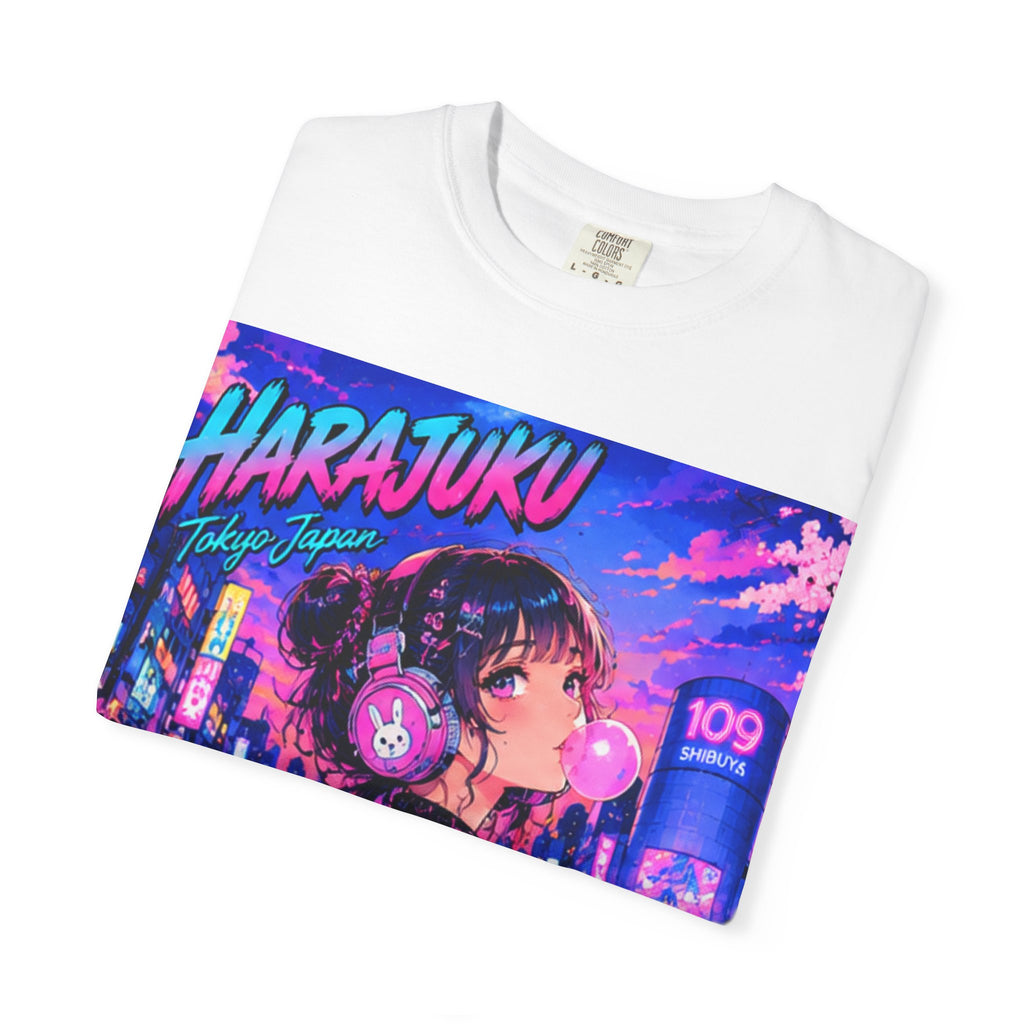 Harajuku Style 11 Neon City Anime Girl T-Shirt – Tokyo Streetwear Graphic Tee