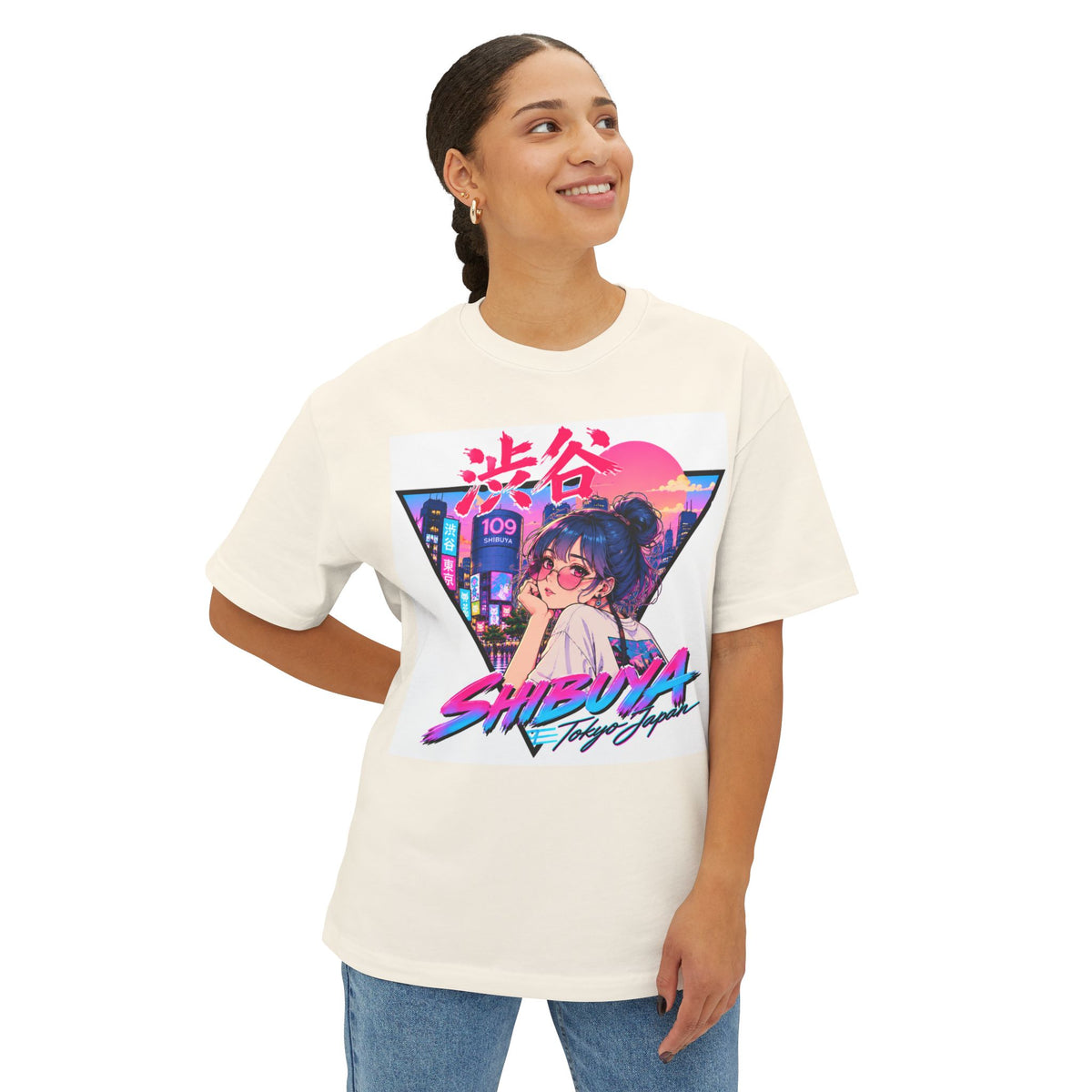 Shibuya Sky 2 City Pop Neon Anime Tee — Retro Japanese Cityscape Graphic T-Shirt