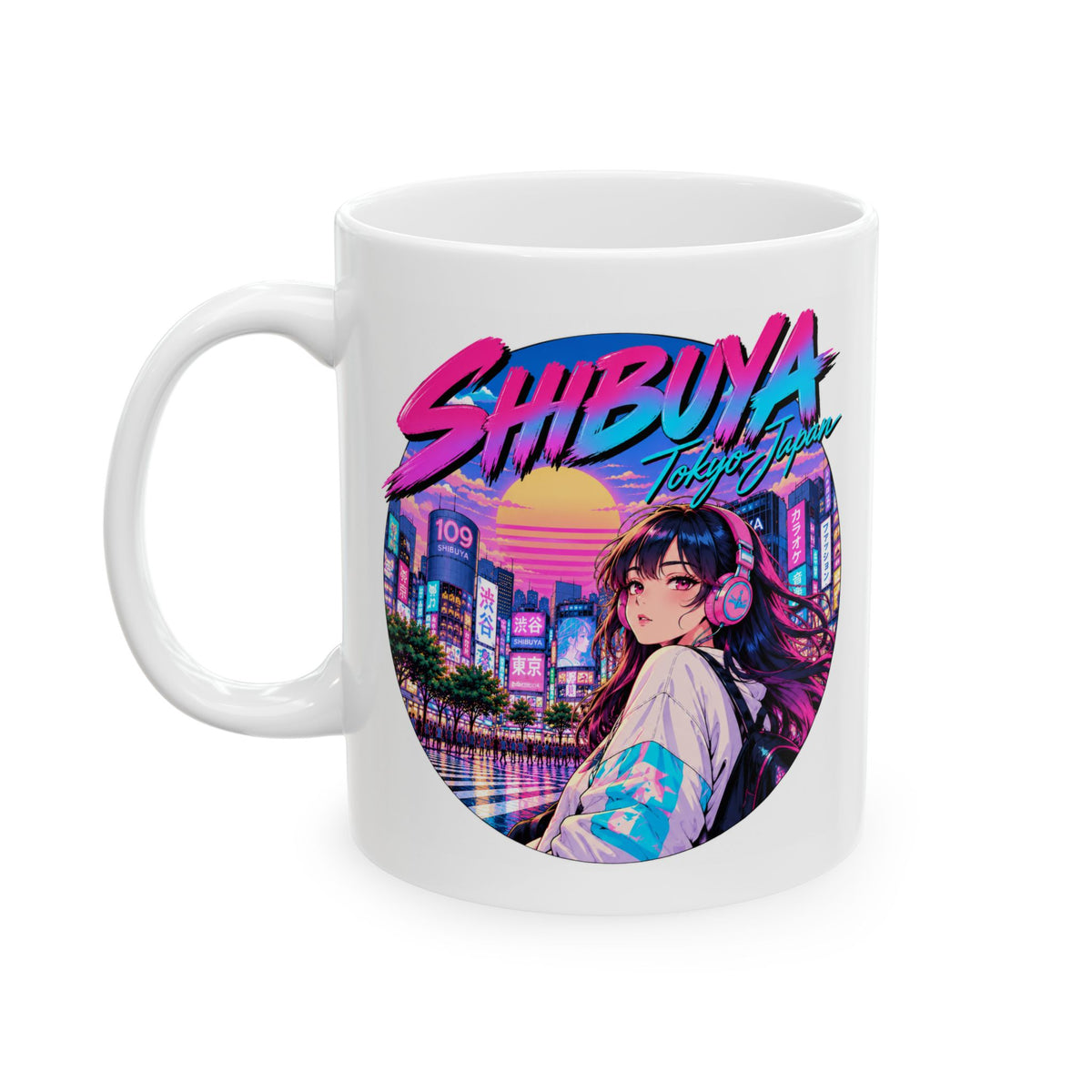 Shibuya 1 Tokyo City Pop Night City Coffee Mug - Shibuya Neon Retro Vaporwave 11oz/15oz