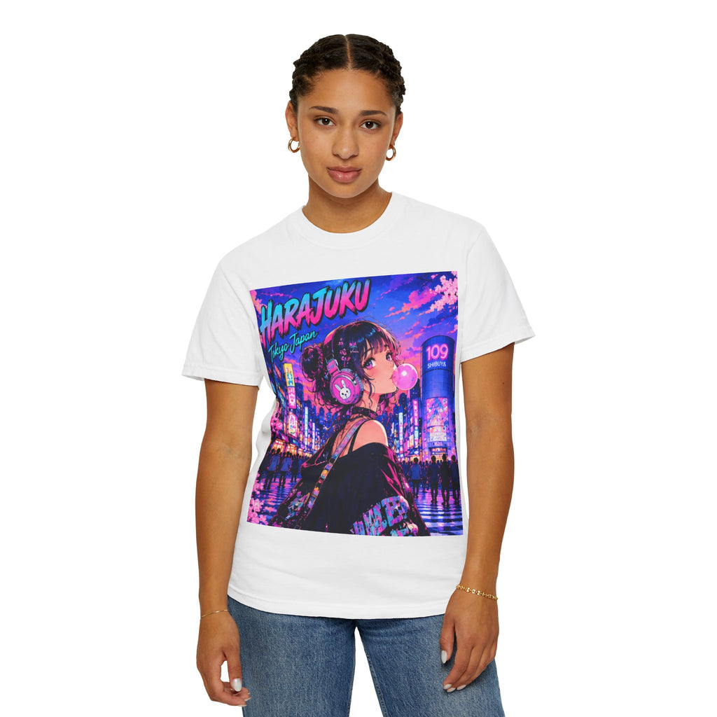 Harajuku Style 11 Neon City Anime Girl T-Shirt – Tokyo Streetwear Graphic Tee