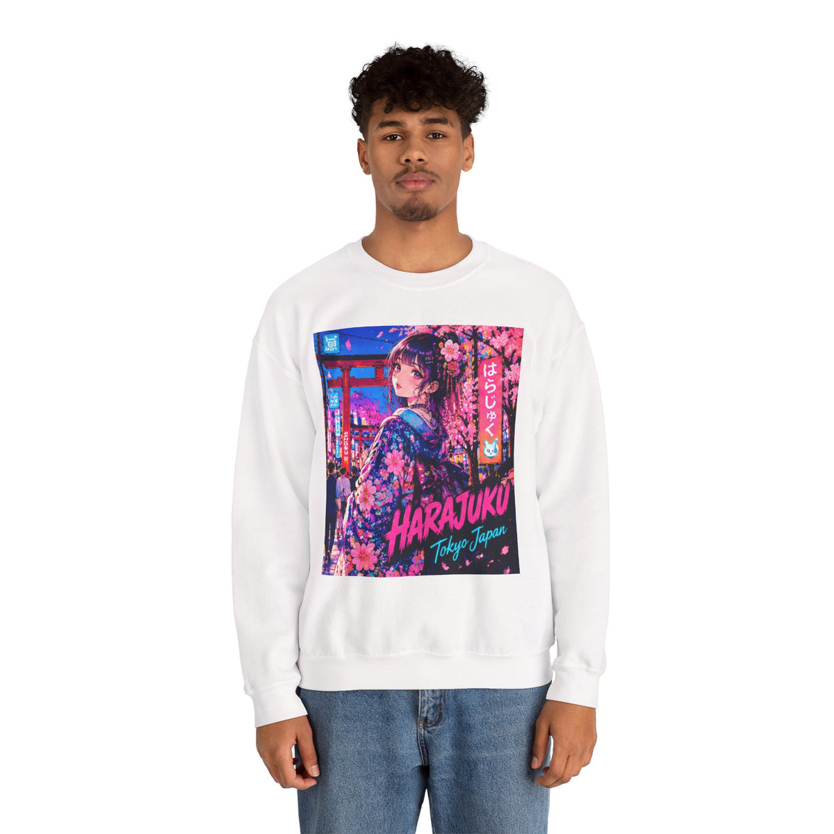 Harajuku Style 12 Neon City Anime Girl Crewneck Sweatshirt — Tokyo Street Anime Graphic