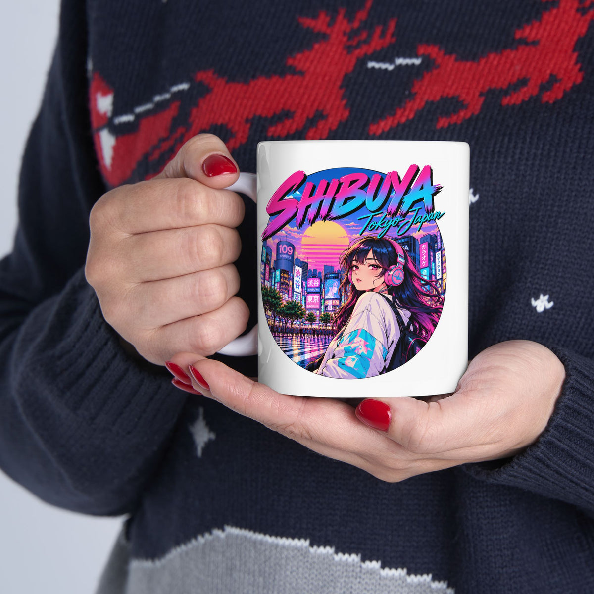 Shibuya 1 Tokyo City Pop Night City Coffee Mug - Shibuya Neon Retro Vaporwave 11oz/15oz