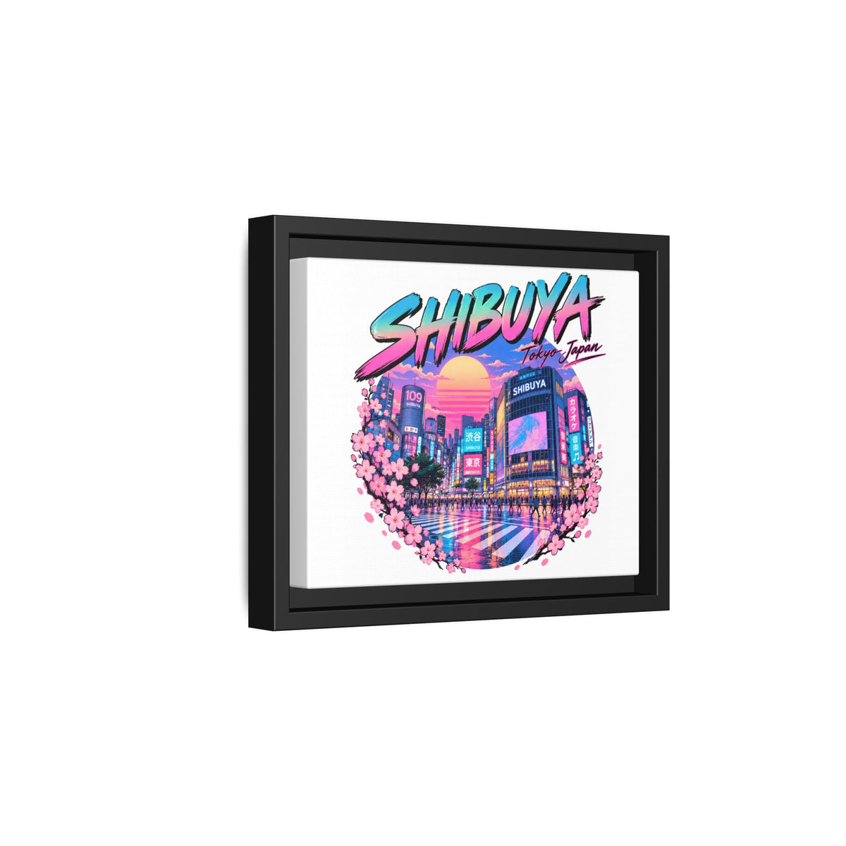 Shibuya Sky 0 City Pop Tokyo Anime Girl Matte Framed Canvas Print