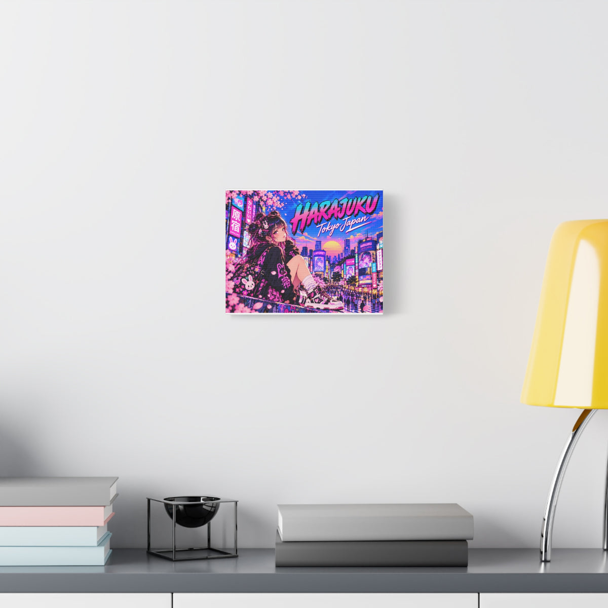 Harajuku Style 13 Neon City Tokyo Anime Girl Matte Canvas Wall Art