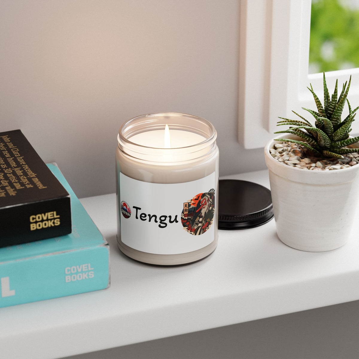 Tengu Japanese Halloween inspired Illustration Candle | 9oz Soy Jar | Japanese Folklore Halloween Art