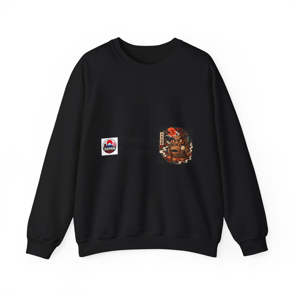 Mokugyo Daruma Yokai Halloween Illustration Crewneck Sweatshirt | Japanese Buddhist Motif