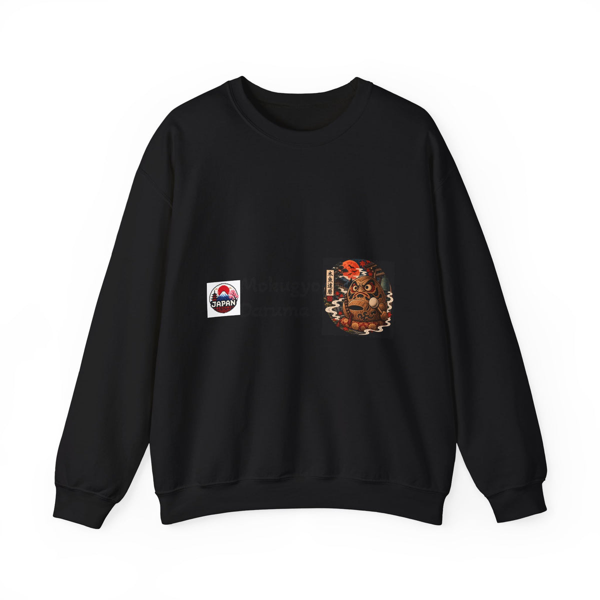 Mokugyo Daruma Yokai Halloween Illustration Crewneck Sweatshirt | Japanese Buddhist Motif