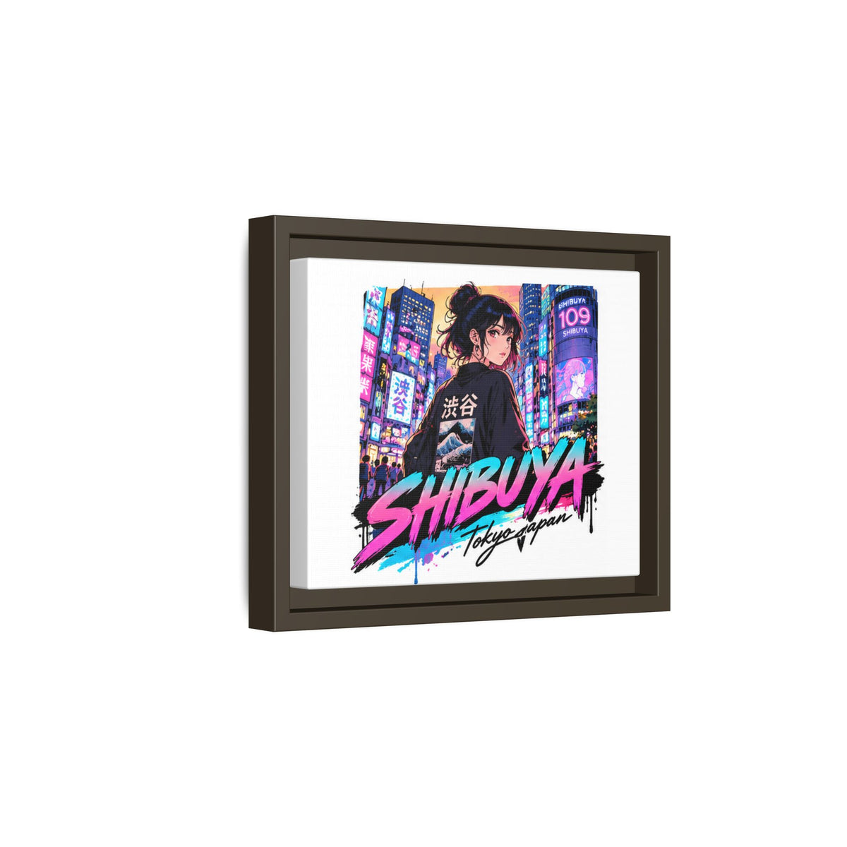 Shibuya Sky 5 City Pop Tokyo Anime Girl Matte Framed Canvas Print