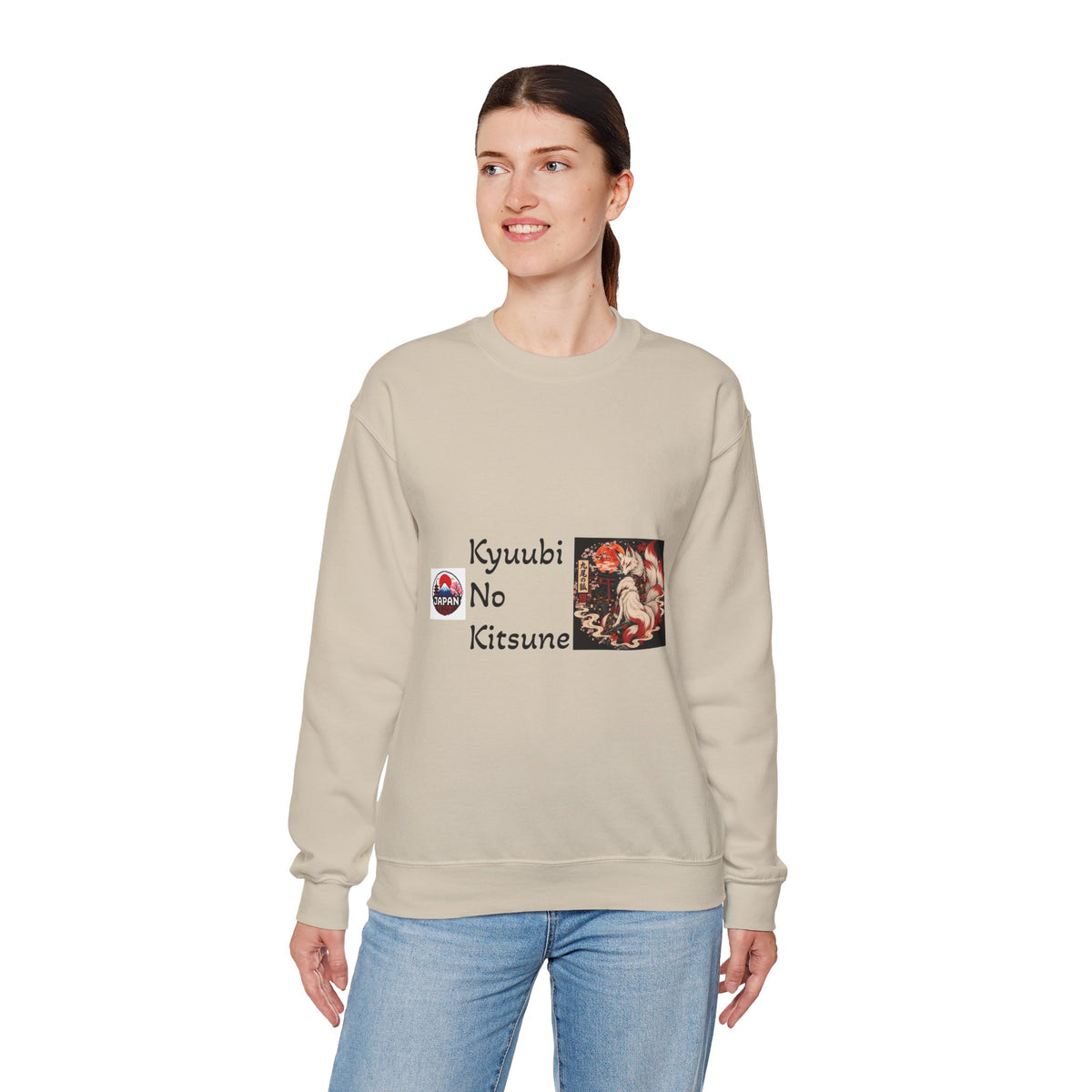 Kyuubi No Kitsune Yokai Halloween Crewneck Sweatshirt | Japanese Fox Spirit Graphic
