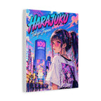 Harajuku Style 9 Neon City Tokyo Anime Girl Matte Canvas Wall Art