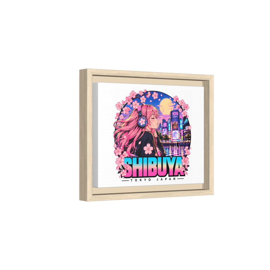 Shibuya Sky 4 City Pop Tokyo Anime Girl Matte Framed Canvas Print