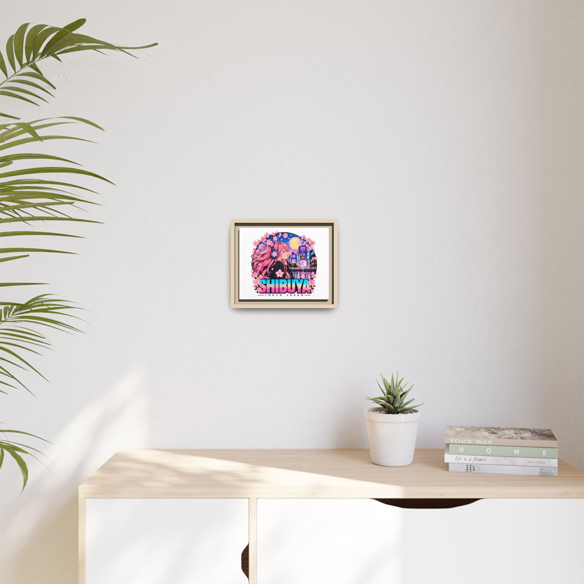 Shibuya Sky 4 City Pop Tokyo Anime Girl Matte Framed Canvas Print