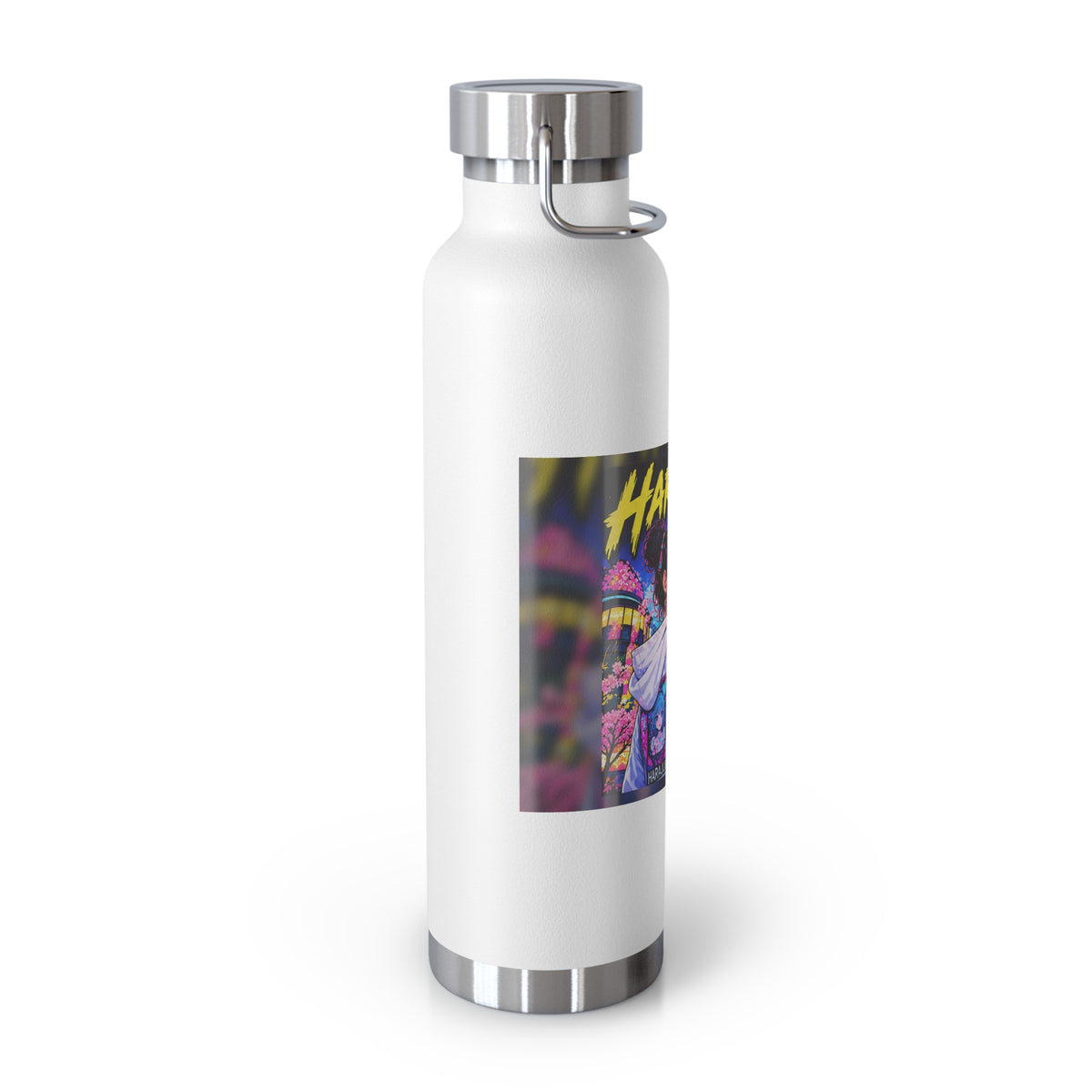 Harajuku Style 9 Neon City Anime Girl Water Bottle — 22oz Copper Vacuum Insulated