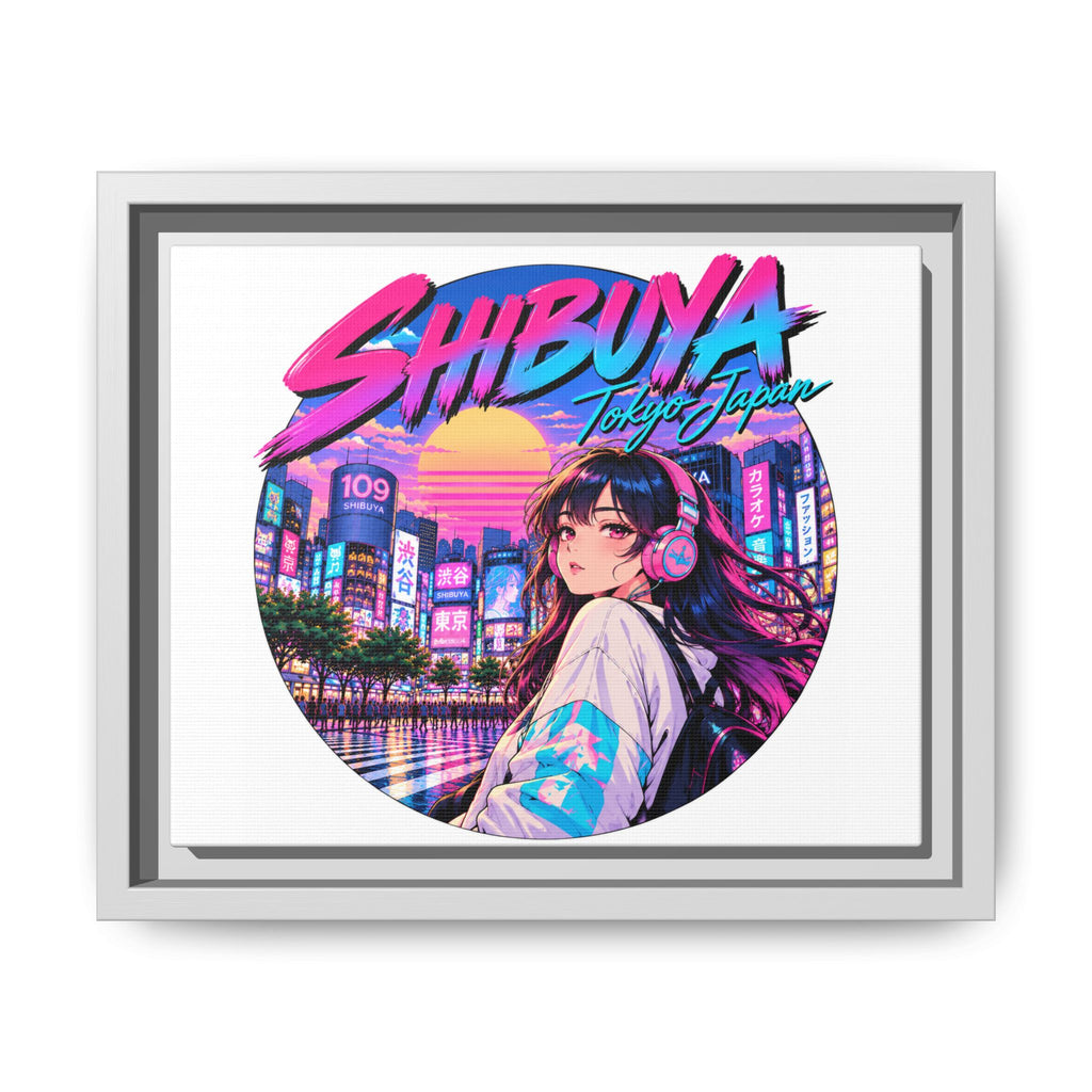 Shibuya Sky 1 City Pop Tokyo Anime Girl Matte Framed Canvas Print