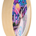 Shibuya Sky 1 city pop Neon Anime Wall Clock — Retro Tokyo Sunset Design