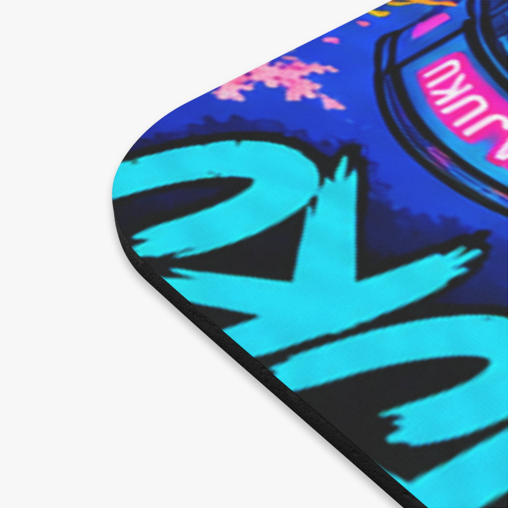 Harajuku Style 2 Neon City Anime Girl Mouse Pad — Retro Tokyo Anime Desk Mat