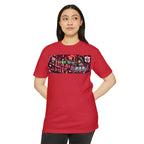 Akihabara Cyborg Sniper T‑Shirt —Red Akihabara Neon City Graphic