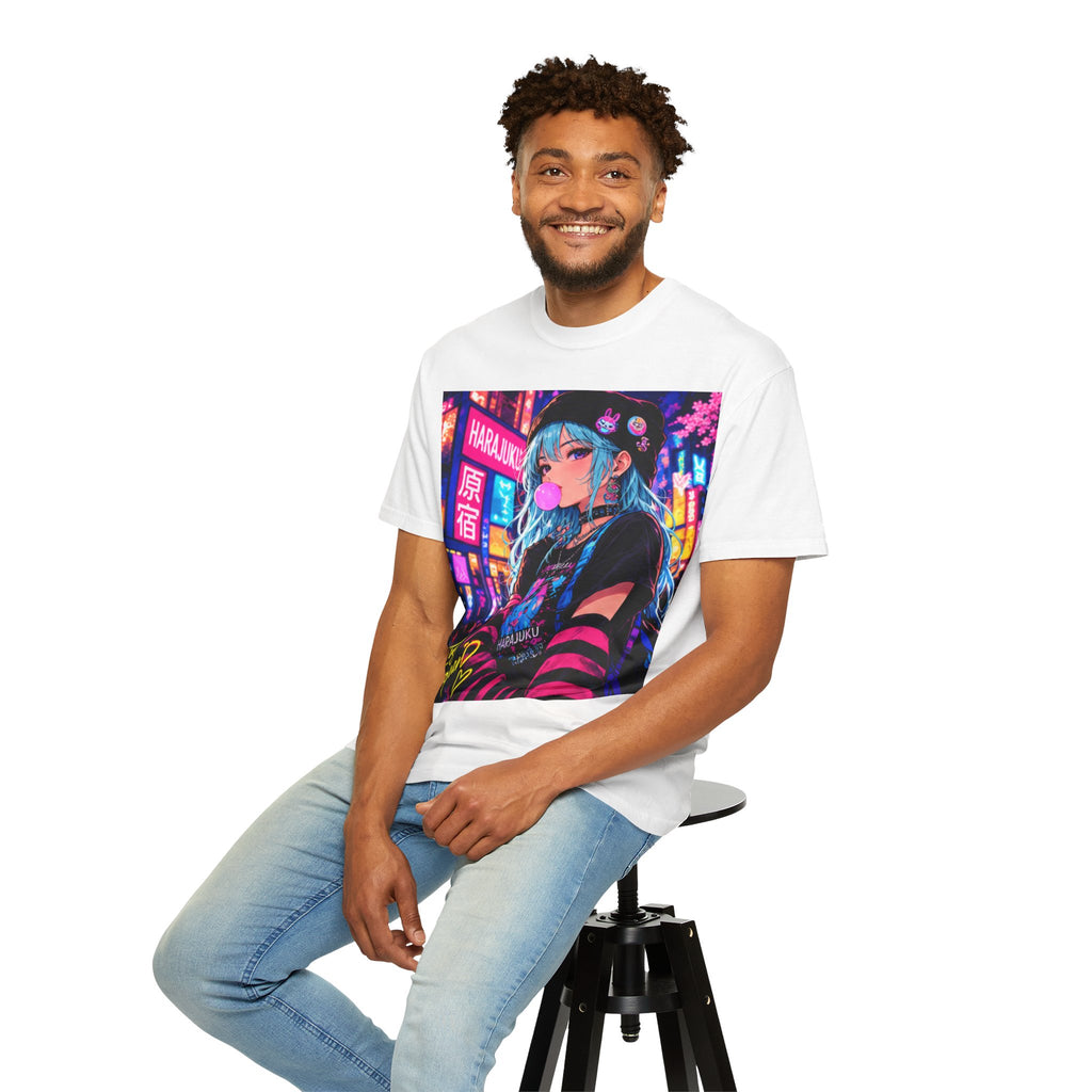 Harajuku Style 4 Neon City Anime Girl T-Shirt – Tokyo Streetwear Graphic Tee