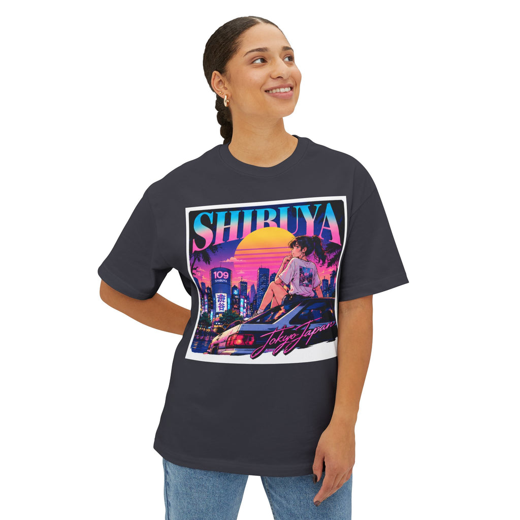 Shibuya Sky 6 Tokyo City Pop Neon Anime Tee — Retro Japanese Cityscape Graphic T-Shirt