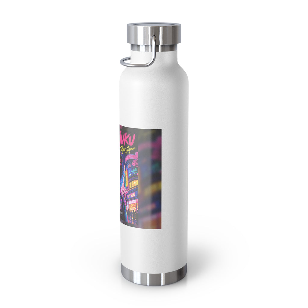 Harajuku Style 7 Neon City Anime Girl Water Bottle — 22oz Copper Vacuum Insulated