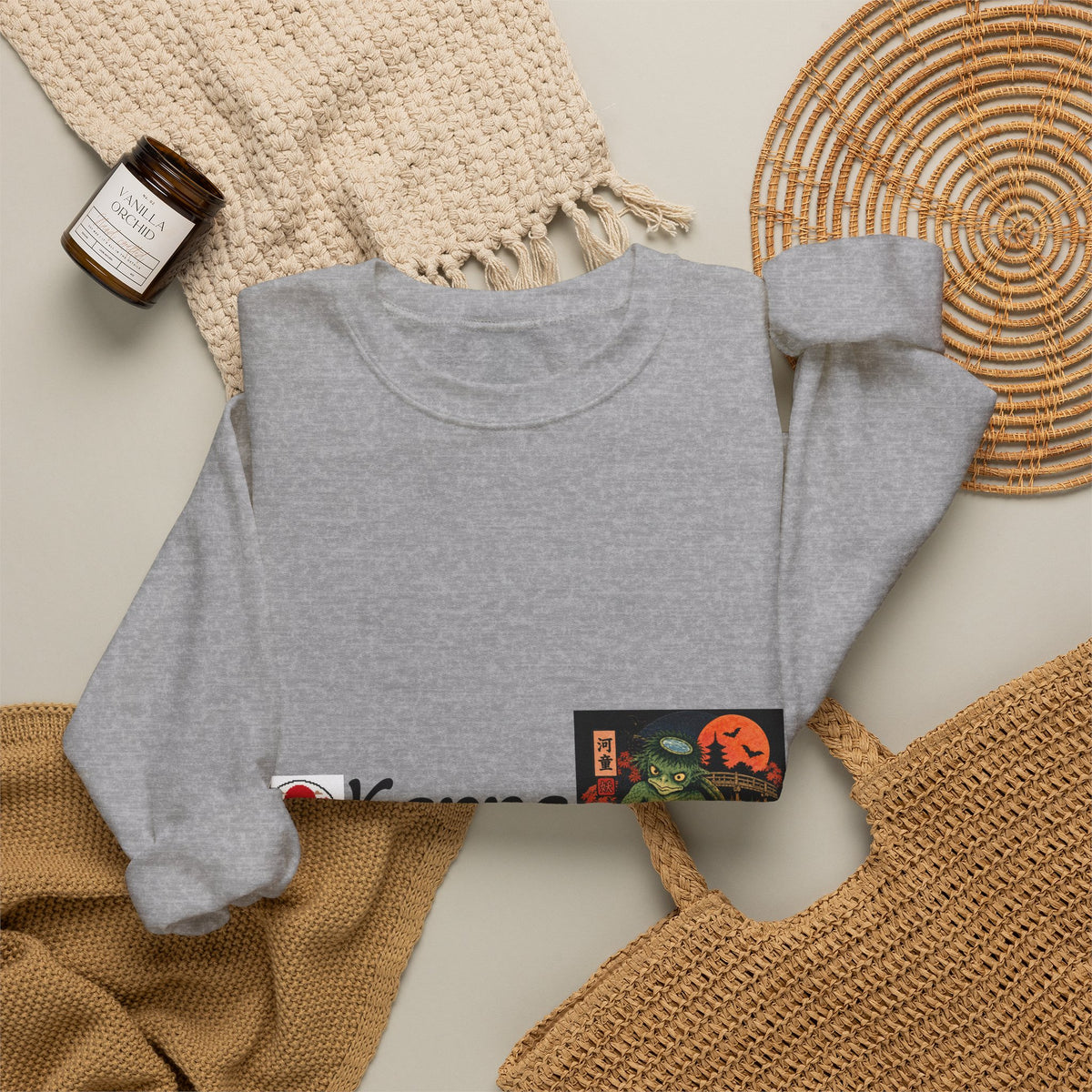 Kappa Logo Pumpkin Halloween Japanese Yokai Crewneck Sweatshirt | Retro Graphic