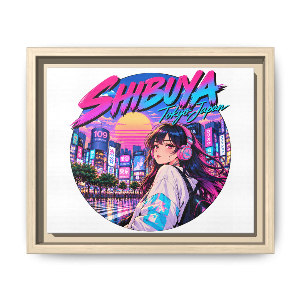 Shibuya Sky 1 City Pop Tokyo Anime Girl Matte Framed Canvas Print