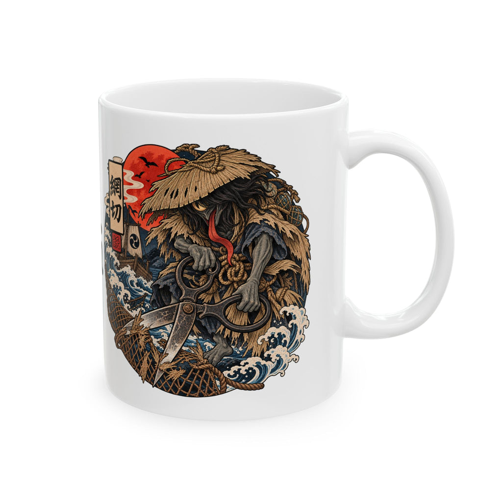 Kamikiri Traditional Japanese Yokai Halloween Illustration Mug | Ceramic Coffee Tea Mug
