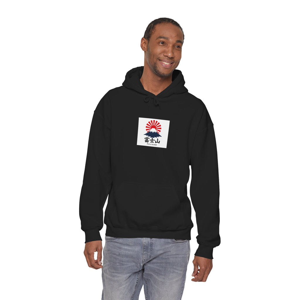 Rising Sun Mount Fuji Hoodie | Japanese Kanji Graphic