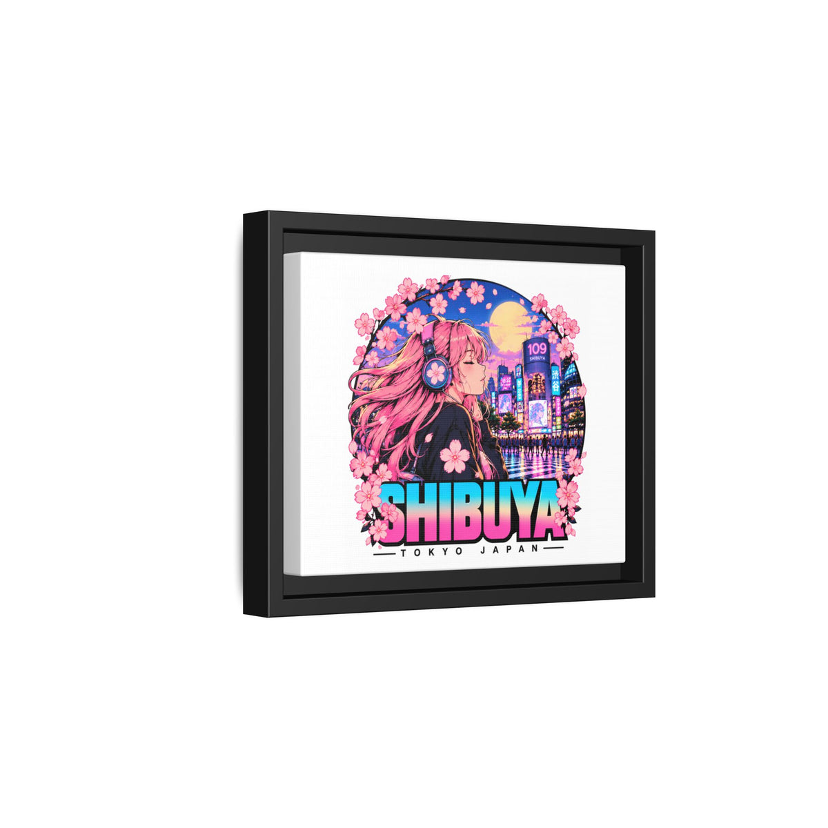 Shibuya Sky 4 City Pop Tokyo Anime Girl Matte Framed Canvas Print