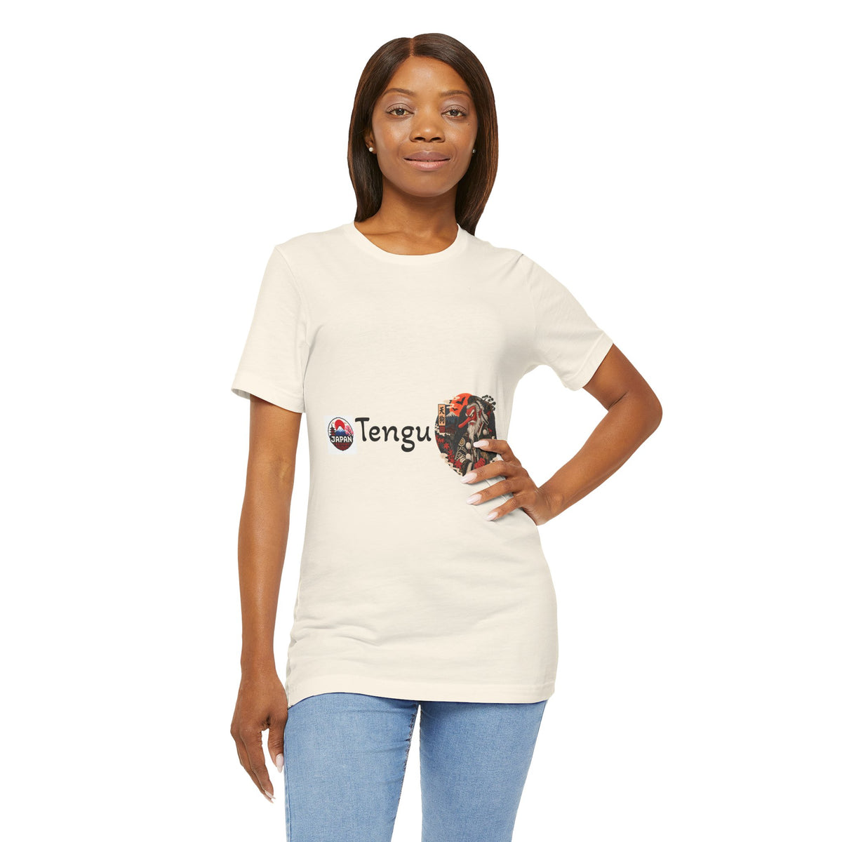 Tengu Japanese Yokai Halloween Mask Tee | Tengu Illustration T-Shirt