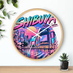 Shibuya Sky 0 City Pop Neon Anime Wall Clock — Retro Tokyo Sunset Design