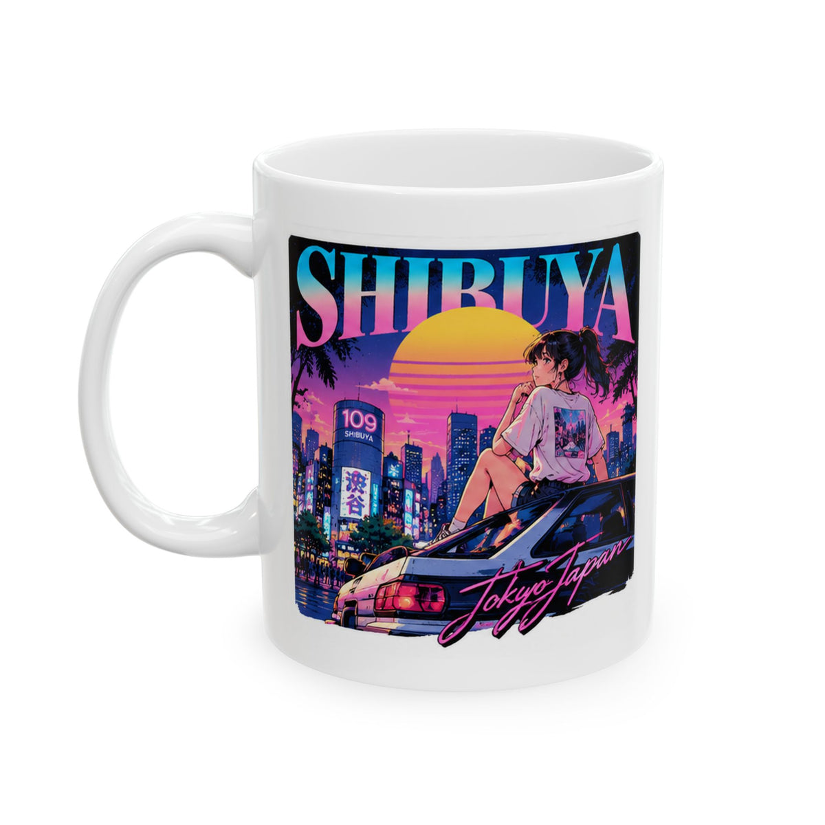 Shibuya Sky 6 Tokyo City Pop Night City Coffee Mug - Shibuya Neon Retro Vaporwave 11oz/15oz