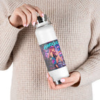 Harajuku Style 8 Neon City Anime Girl Water Bottle — 22oz Copper Vacuum Insulated