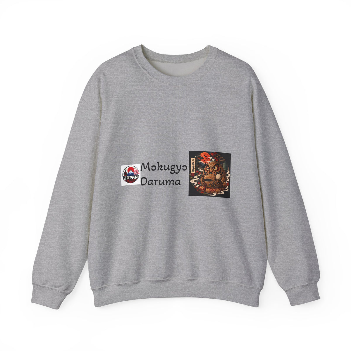 Mokugyo Daruma Yokai Halloween Illustration Crewneck Sweatshirt | Japanese Buddhist Motif