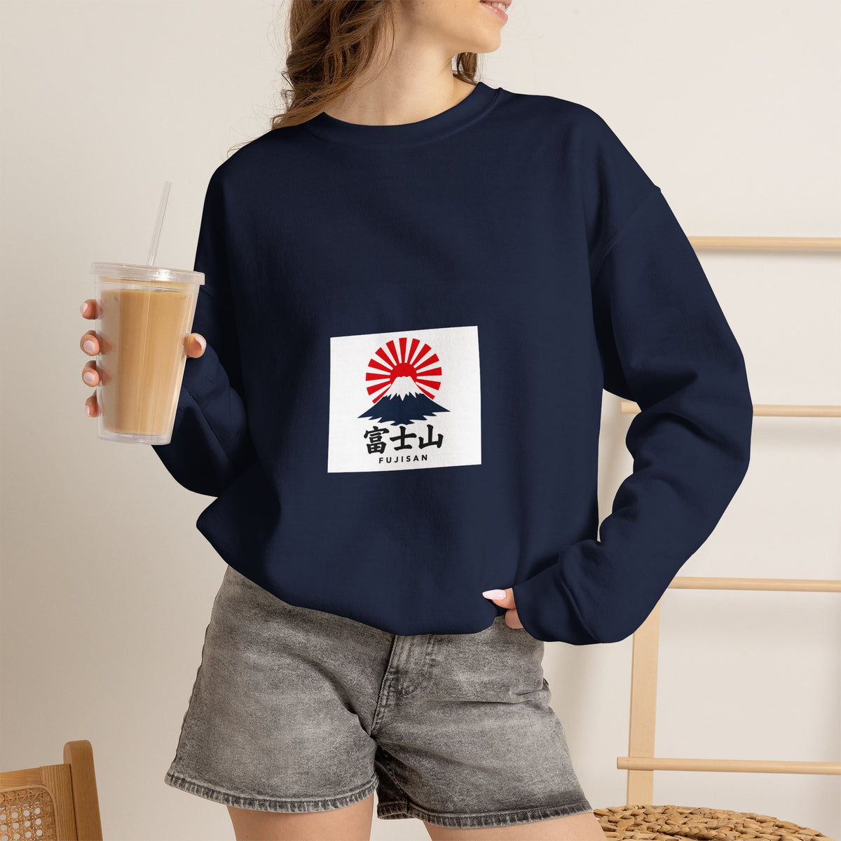 Rising Sun Mount Fuji Sweatshirt | Japanese Kanji Graphic